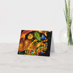 Chinese Lantern Art Sloth Notecard