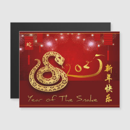 Chinese Lanterns Fireworks Snake Jahr 2025 MC Magnetkarte