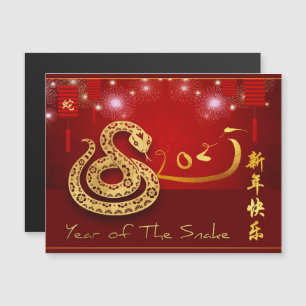 Chinese Lanterns Fireworks Snake Jahr 2025 MC Magnetkarte