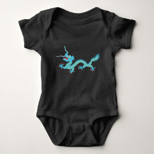 Chinese Light Blue Dragon Baby Strampler