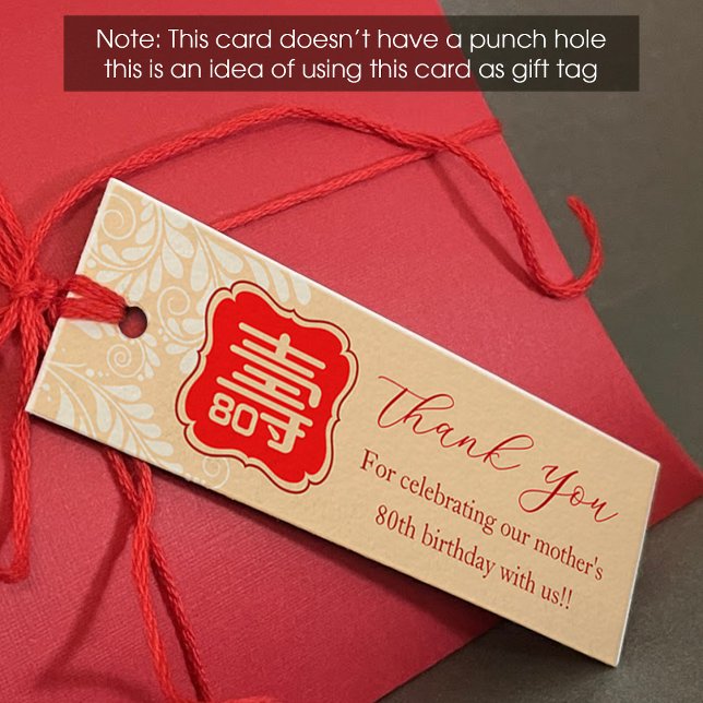 Chinese "Longevity" Birthday Tag (1x3 inch) (Von Creator hochgeladen)