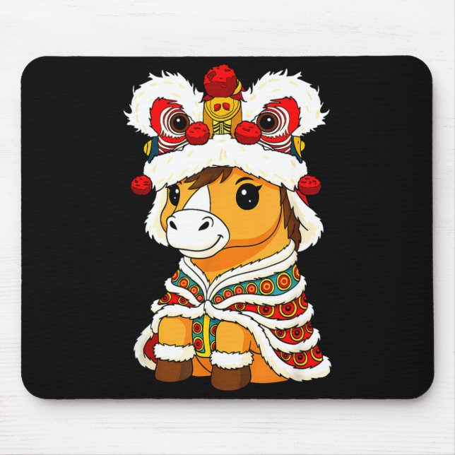Chinese Lunar New Year Lion Dance Cute Horse China Mousepad (Vorne)