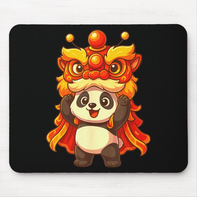 Chinese Lunar New Year Lion Dance Cute Panda China Mousepad (Vorne)