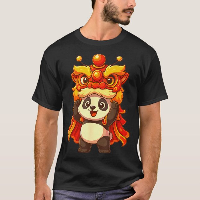 Chinese Lunar New Year Lion Dance Cute Panda China T-Shirt (Vorderseite)