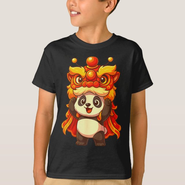 Chinese Lunar New Year Lion Dance Cute Panda China T-Shirt (Vorderseite)