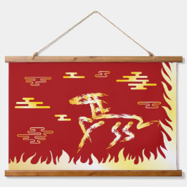 Chinese Lunar New Year of the Horse 2026 4724 Fire Wandteppich Mit Holzrahmen