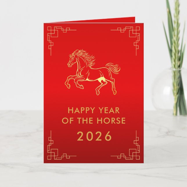 Chinese lunar New Year - Year of the Horse 2026 Karte (Vorderseite)