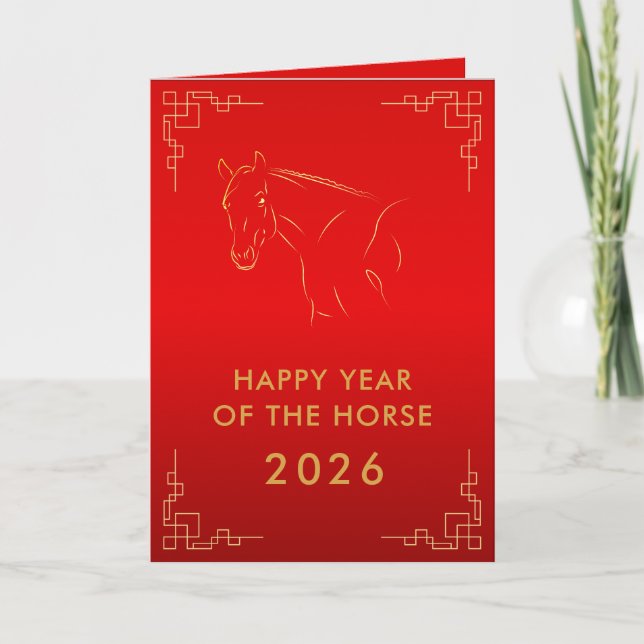 Chinese lunar New Year - Year of the Horse 2026 Karte (Vorderseite)