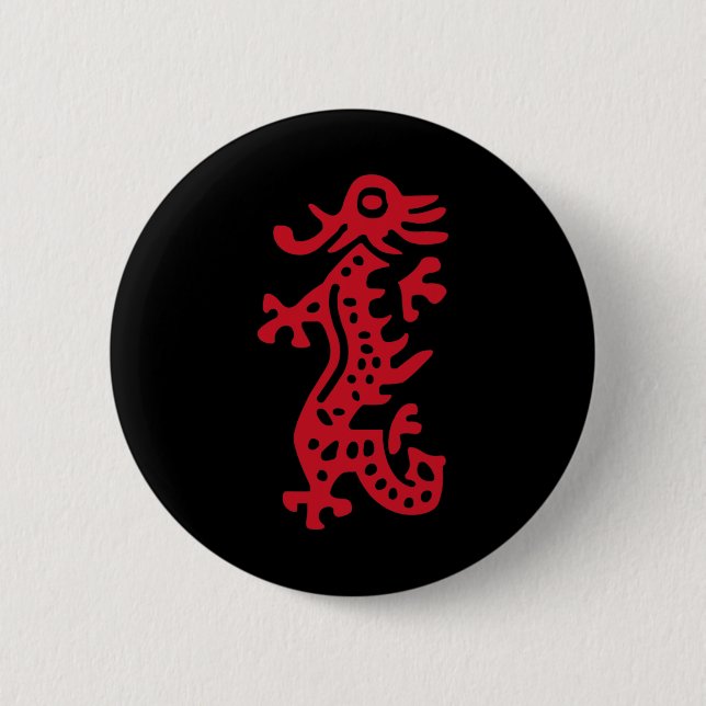 Chinese Mah Jong Red Dragon Tile Mahjong Costume Button (Vorderseite)