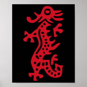 Chinese Mah Jong Red Dragon Tile Mahjong Costume Poster
