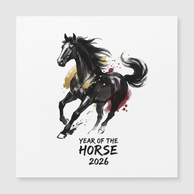 Chinese New Year 2026 Horse Art Magnetkarte (Vorderseite)