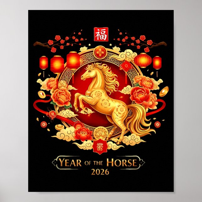 Chinese New Year 2026 Horse Happy Chinese New Year Poster (Vorne)