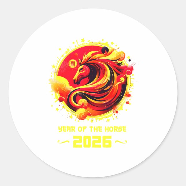 Chinese New Year 2026 Horse Happy Chinese New Year Runder Aufkleber (Vorderseite)