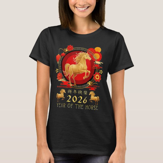 Chinese New Year 2026 Horse Happy Chinese New Year T-Shirt (Vorderseite)