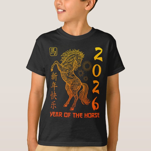 Chinese New Year 2026 Horse Happy Chinese New Year T-Shirt (Vorderseite)