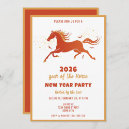Chinese New Year 2026 Horse Ink New Year Party Einladung