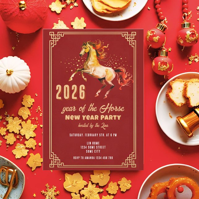 Chinese New Year 2026 Horse New Year Party Einladung (Von Creator hochgeladen)