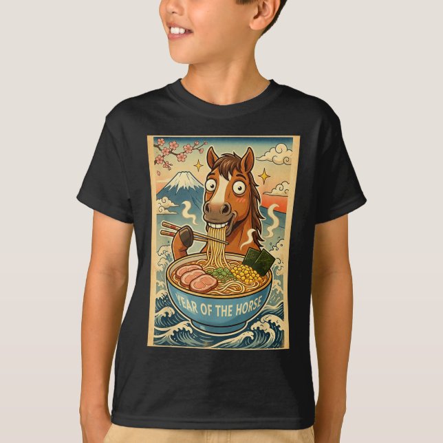 Chinese New Year 2026 Of The Horse Ramen Lunar New T-Shirt (Vorderseite)