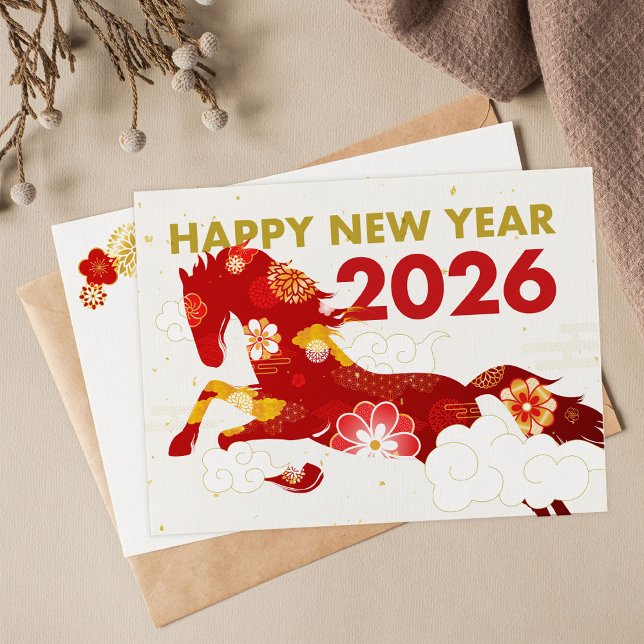 Chinese New Year 2026 Year Of Horse Postkarte (Von Creator hochgeladen)