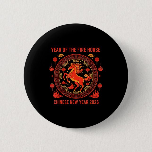 Chinese New Year 2026 Year Of The Fire Horse  Button (Vorderseite)