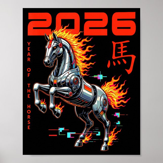 Chinese New Year 2026 Year Of The Fire Horse Cyber Poster (Vorne)