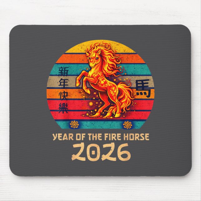 Chinese New Year 2026 Year Of The Fire Horse Vinta Mousepad (Vorne)