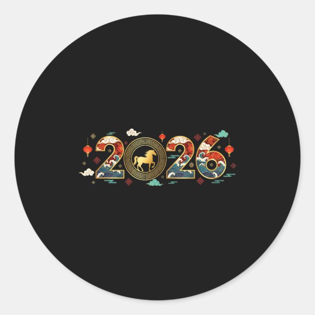 Chinese New Year 2026 Year Of The Horse 9  Runder Aufkleber (Vorderseite)
