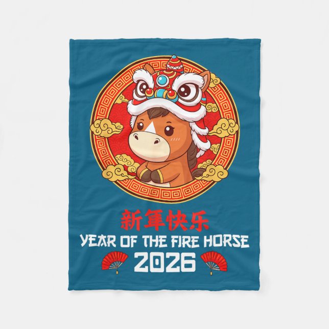 Chinese New Year 2026 Year Of The Horse Boys Girls Fleecedecke (Vorderseite)