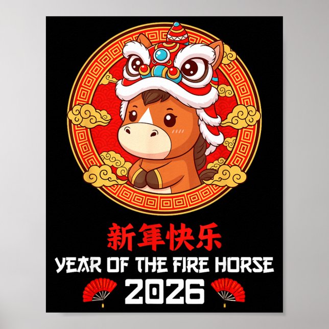 Chinese New Year 2026 Year Of The Horse Boys Girls Poster (Vorne)