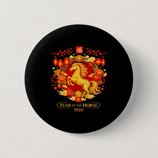 Chinese New Year 2026 Year Of The Horse  Button (Vorderseite)