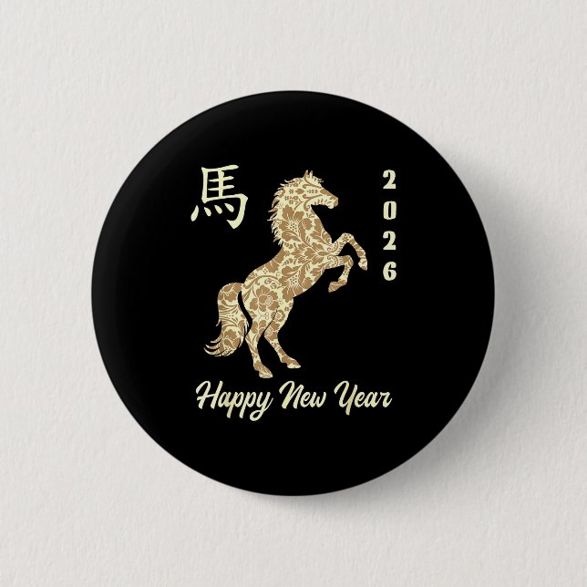 Chinese New Year 2026 Year Of The Horse  Button (Vorderseite)