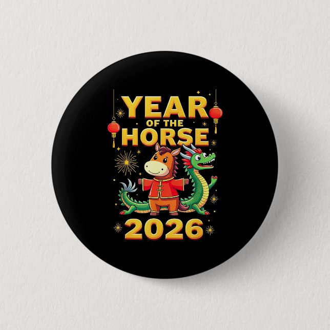 Chinese New Year 2026 Year Of The Horse  Button (Vorderseite)