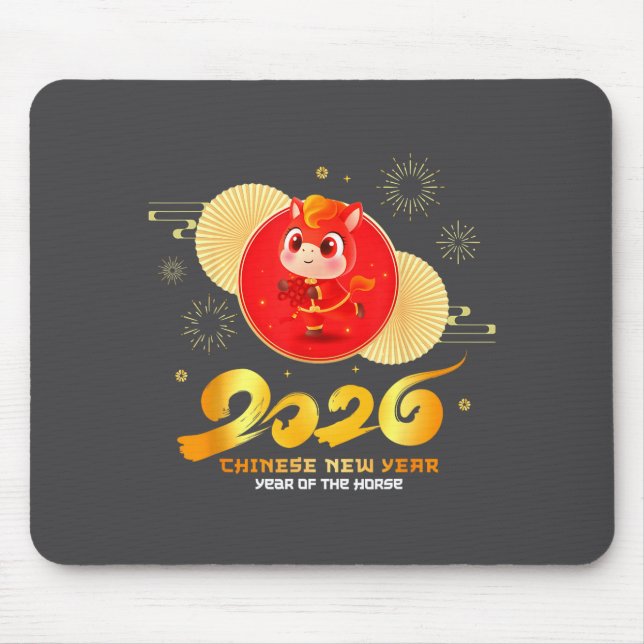 Chinese New Year 2026 Year Of The Horse Cartoon Cu Mousepad (Vorne)