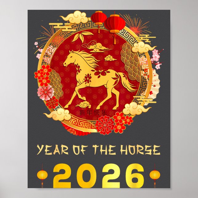 Chinese New Year 2026 Year Of The Horse Chinese Zo Poster (Vorne)