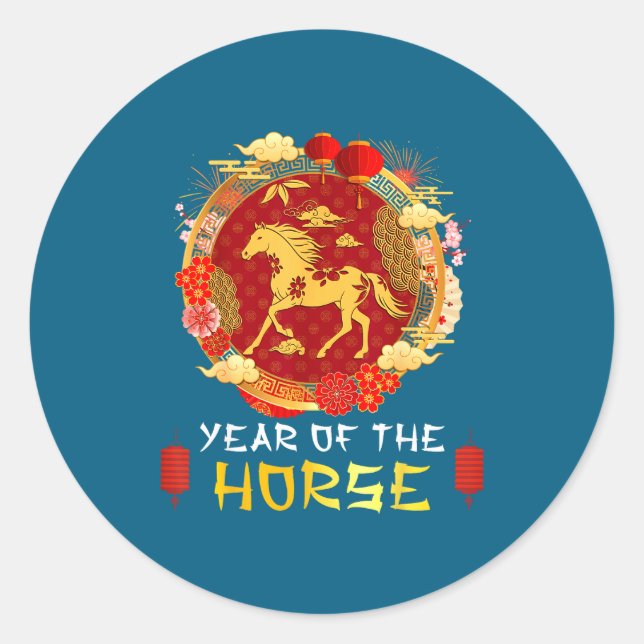 Chinese New Year 2026 Year Of The Horse Chinese Zo Runder Aufkleber (Vorderseite)