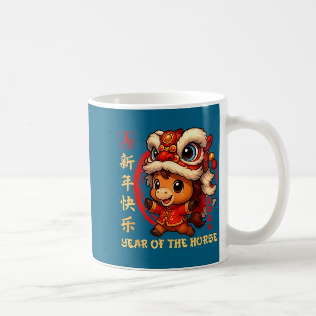 Chinese New Year 2026 Year Of The Horse Funny Happ Kaffeetasse (Rechts)