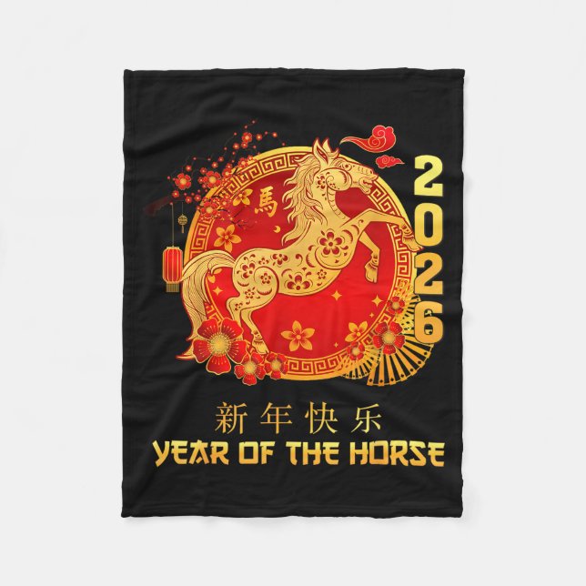 Chinese New Year 2026 Year Of The Horse Happy Luna Fleecedecke (Vorderseite)