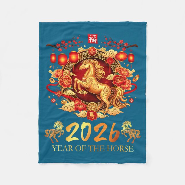 Chinese New Year 2026 Year Of The Horse Happy Luna Fleecedecke (Vorderseite)