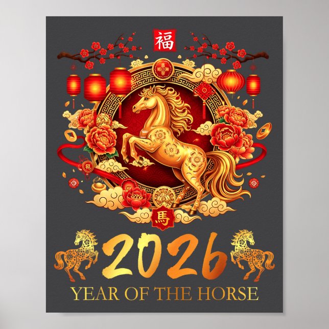 Chinese New Year 2026 Year Of The Horse Happy Luna Poster (Vorne)