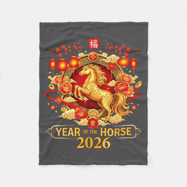 Chinese New Year 2026 Year Of The Horse Happy New  Fleecedecke (Vorderseite)