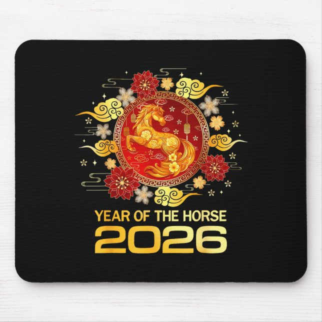 Chinese New Year 2026 Year Of The Horse Happy New  Mousepad (Vorne)
