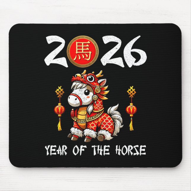 Chinese New Year 2026 Year Of The Horse Happy New  Mousepad (Vorne)