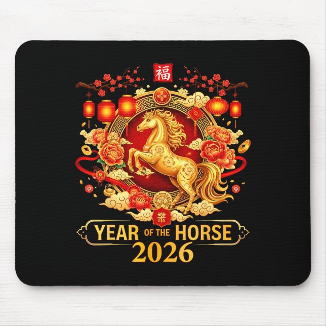 Chinese New Year 2026 Year Of The Horse Happy New  Mousepad (Vorne)