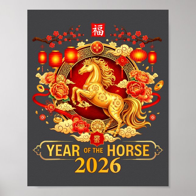 Chinese New Year 2026 Year Of The Horse Happy New  Poster (Vorne)