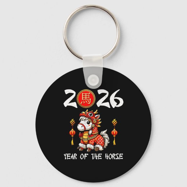 Chinese New Year 2026 Year Of The Horse Happy New  Schlüsselanhänger (Vorderseite)