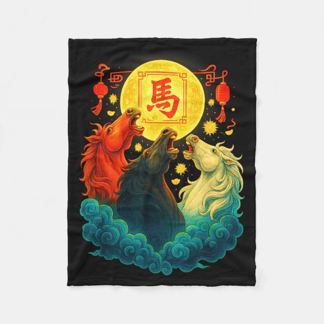 Chinese New Year 2026 Year Of The Horse Lunar New  Fleecedecke (Vorderseite)