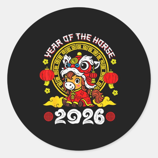 Chinese New Year 2026 Year Of The Horse Lunar New  Runder Aufkleber (Vorderseite)