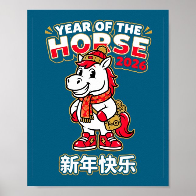 Chinese New Year 2026 Year Of The Horse Men Womens Poster (Vorne)