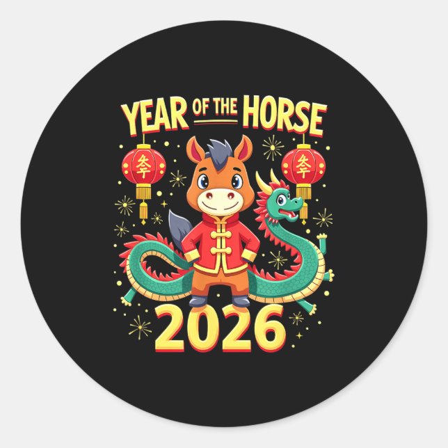 Chinese New Year 2026 Year Of The Horse  Runder Aufkleber (Vorderseite)