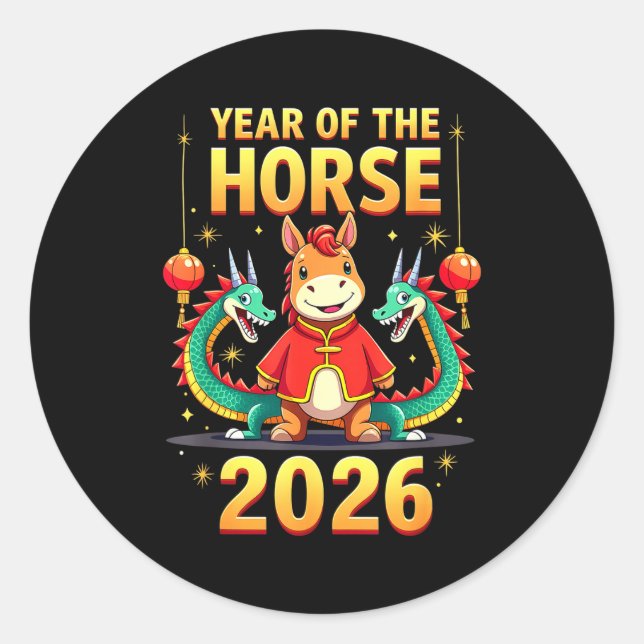 Chinese New Year 2026 Year Of The Horse  Runder Aufkleber (Vorderseite)